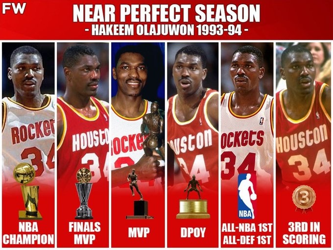 歷史單季最強表現(xiàn)？美媒曬大夢93-94賽季各種斬獲：FMVP&MVP&DPOY
