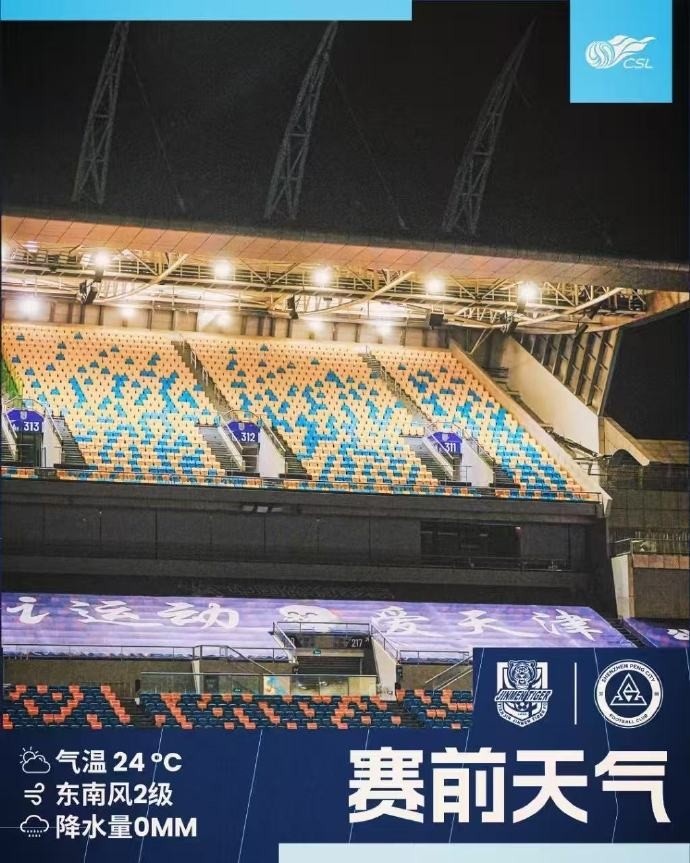 今日天津天氣涼爽宜人，前往客場的球迷朋友可輕裝出行